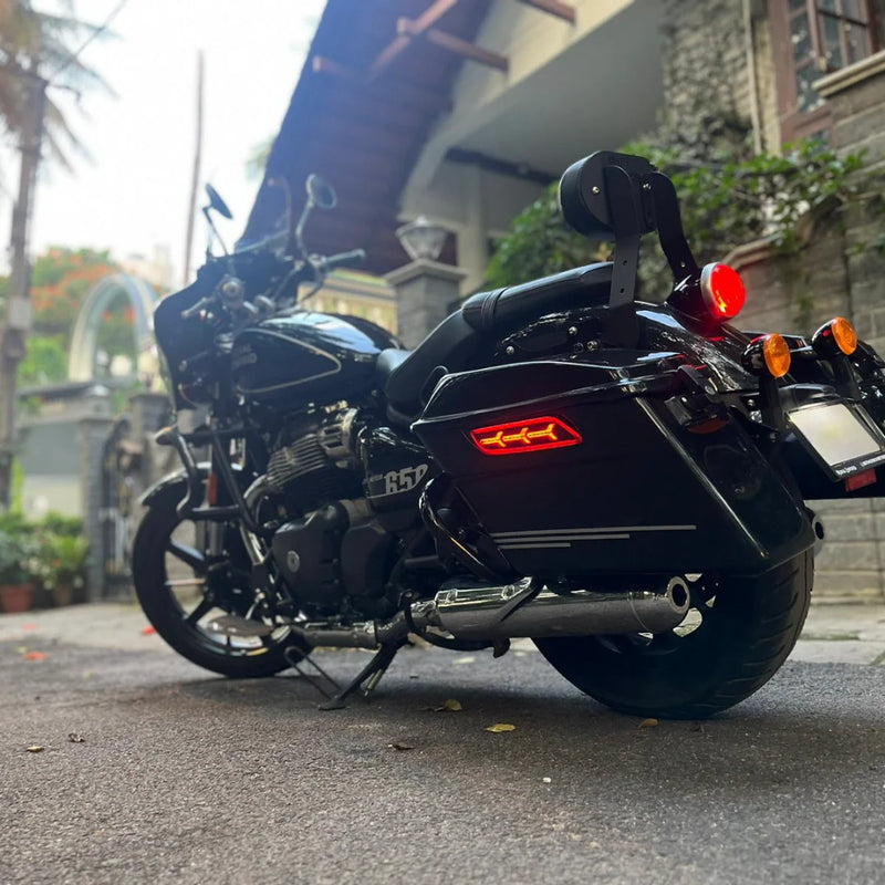 Super Meteor 650 panniers for touring India