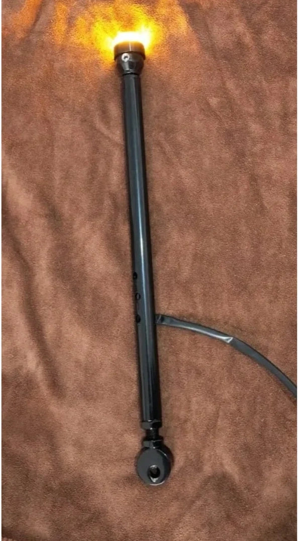 Super Meteor 650 flagpole with LED lights mounted on motorcycle