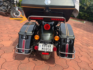 Super Meteor 650 top touring box protective grill rear view