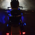 Custom Harley footboards with chrome finish and LED strip