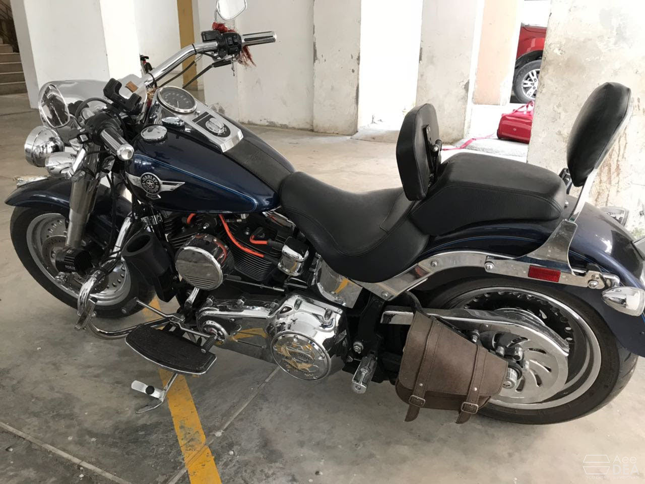 Adjustable rider backrest for Harley Fat Boy touring comfort