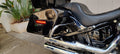 Harley Low Rider touring luggage system with side panniers installed