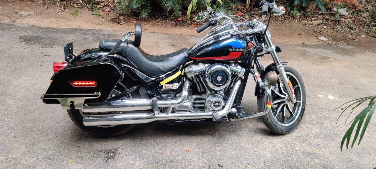 Harley Low Rider Side Panniers 2020 by AeeDEA mounted on motorcycle