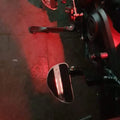 Harley rider footboards featuring blue LED lighting
