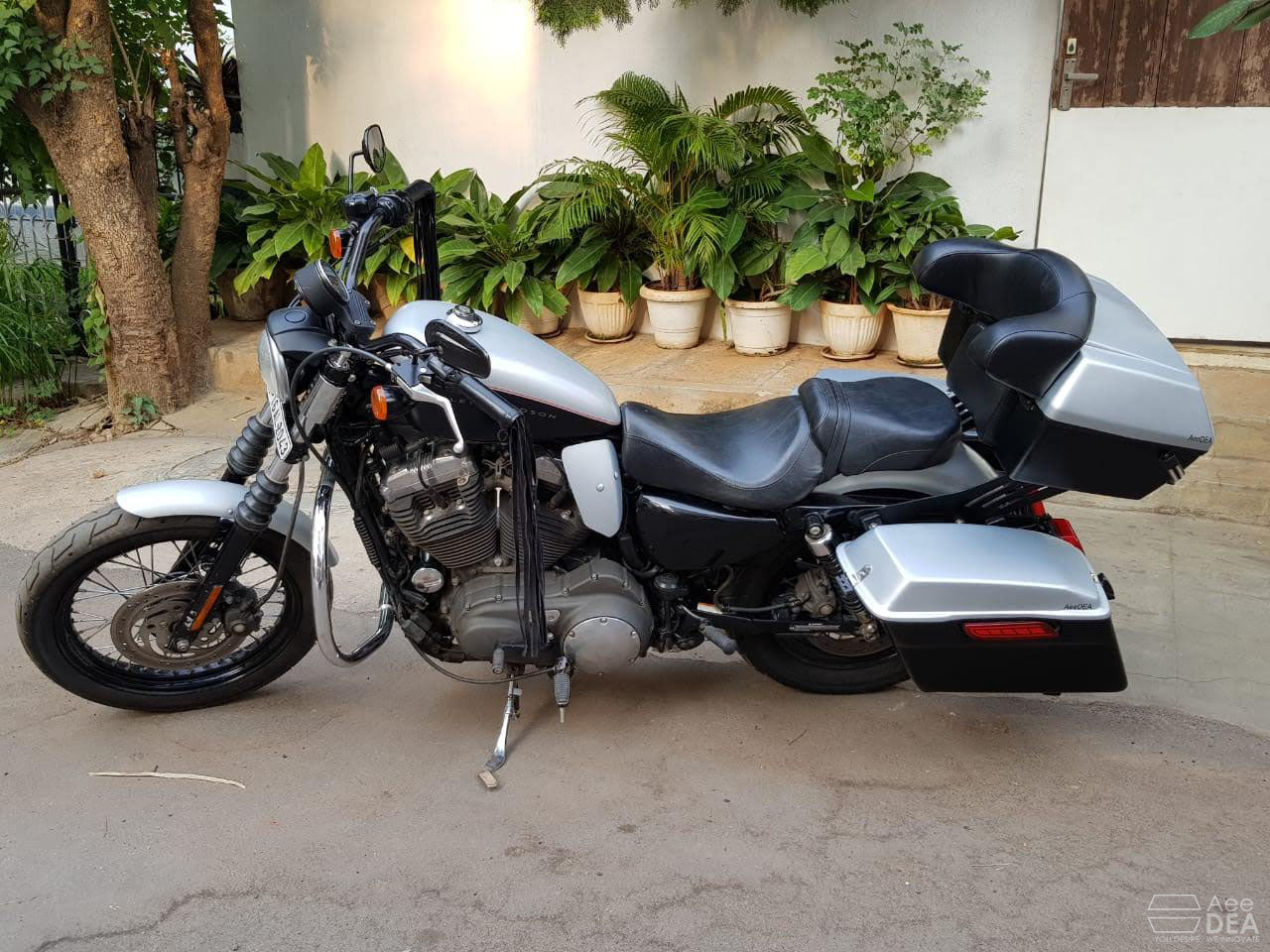 Harley Davidson Sportster 48 touring side panniers side profile by AeeDEA